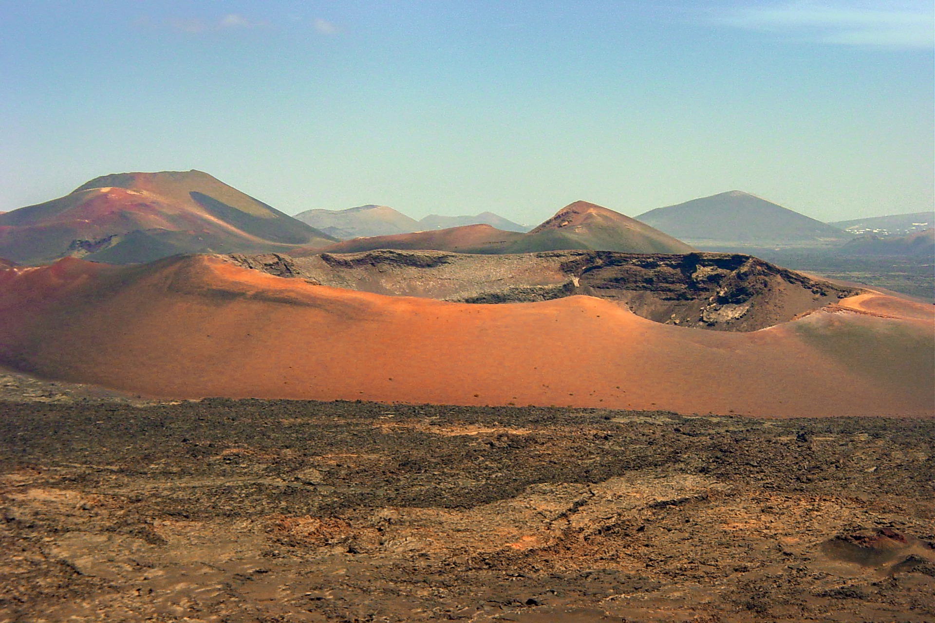 Caldera Blanca crater rim and lava sea - Lanzarote