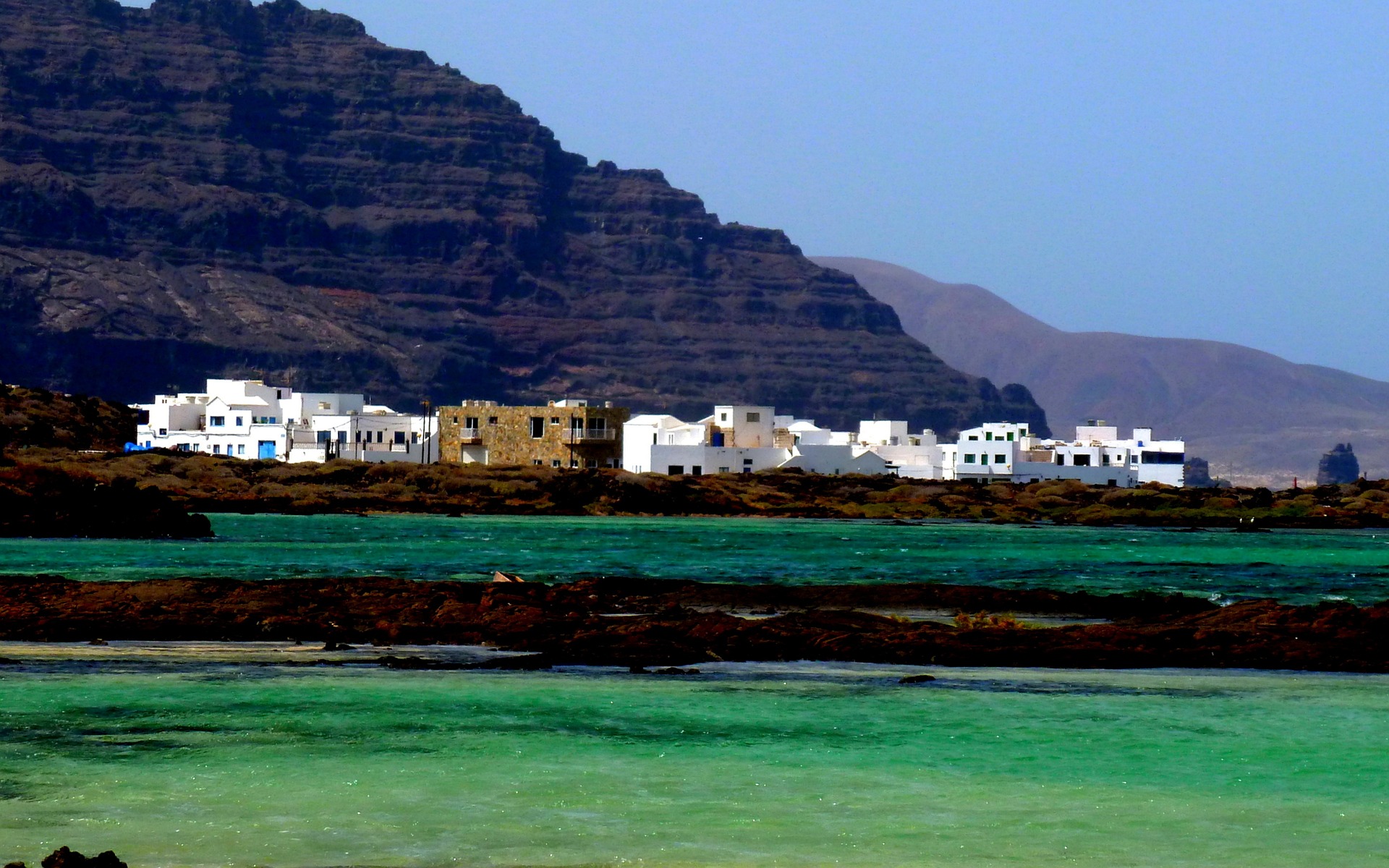 Órzola fishing harbour in northern Lanzarote