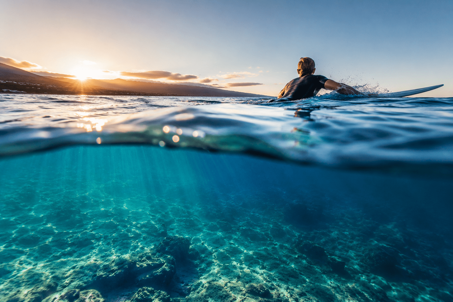 Surfer riding a wave in Fuerteventura